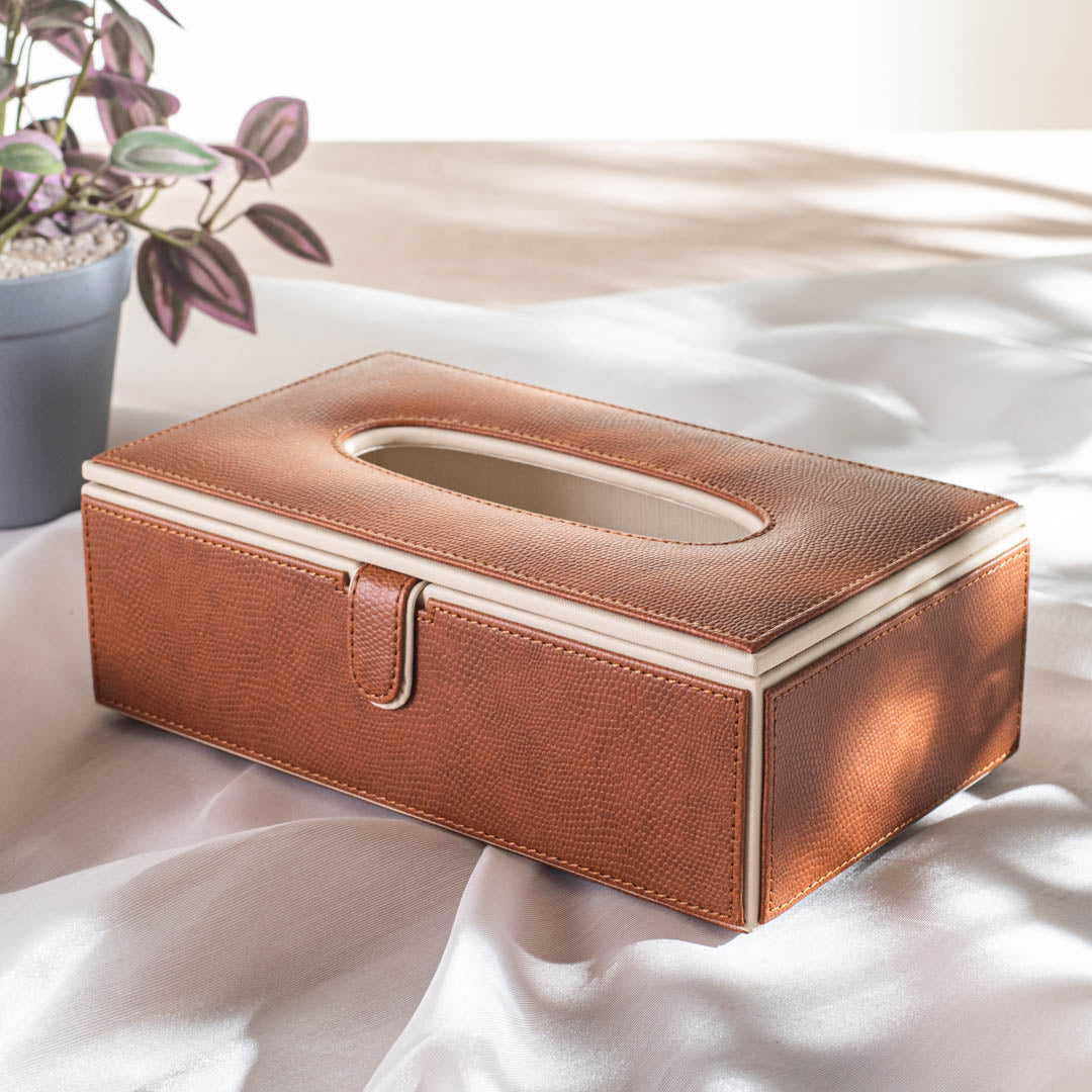 Premium Vegan Leather Lizard Grain texture Standard Size Tissue Box