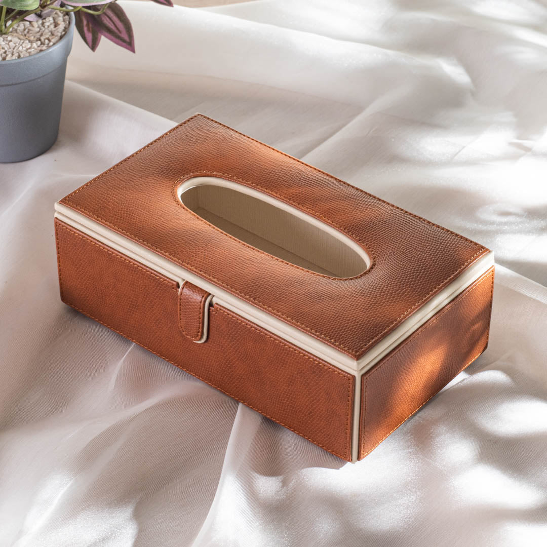 Premium Vegan Leather Lizard Grain texture Standard Size Tissue Box