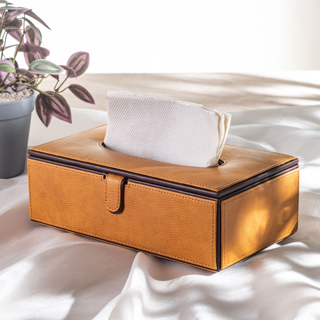 Premium Vegan Leather Lizard Grain texture Standard Size Tissue Box