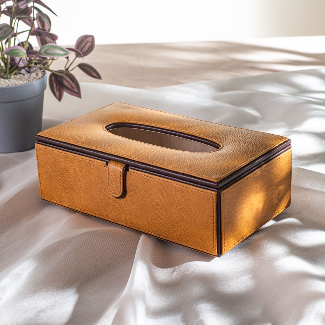 Premium Vegan Leather Lizard Grain texture Standard Size Tissue Box