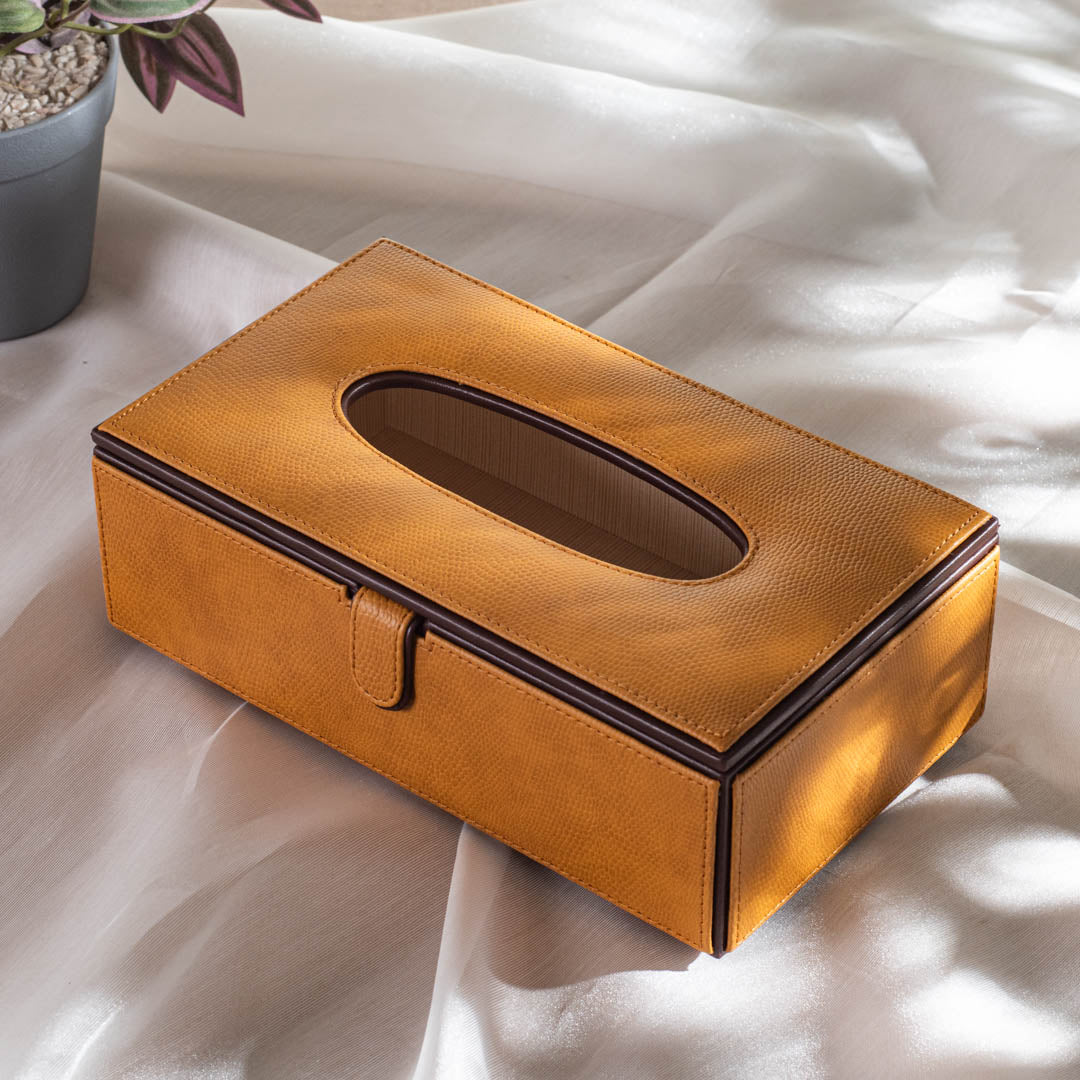 Premium Vegan Leather Lizard Grain texture Standard Size Tissue Box