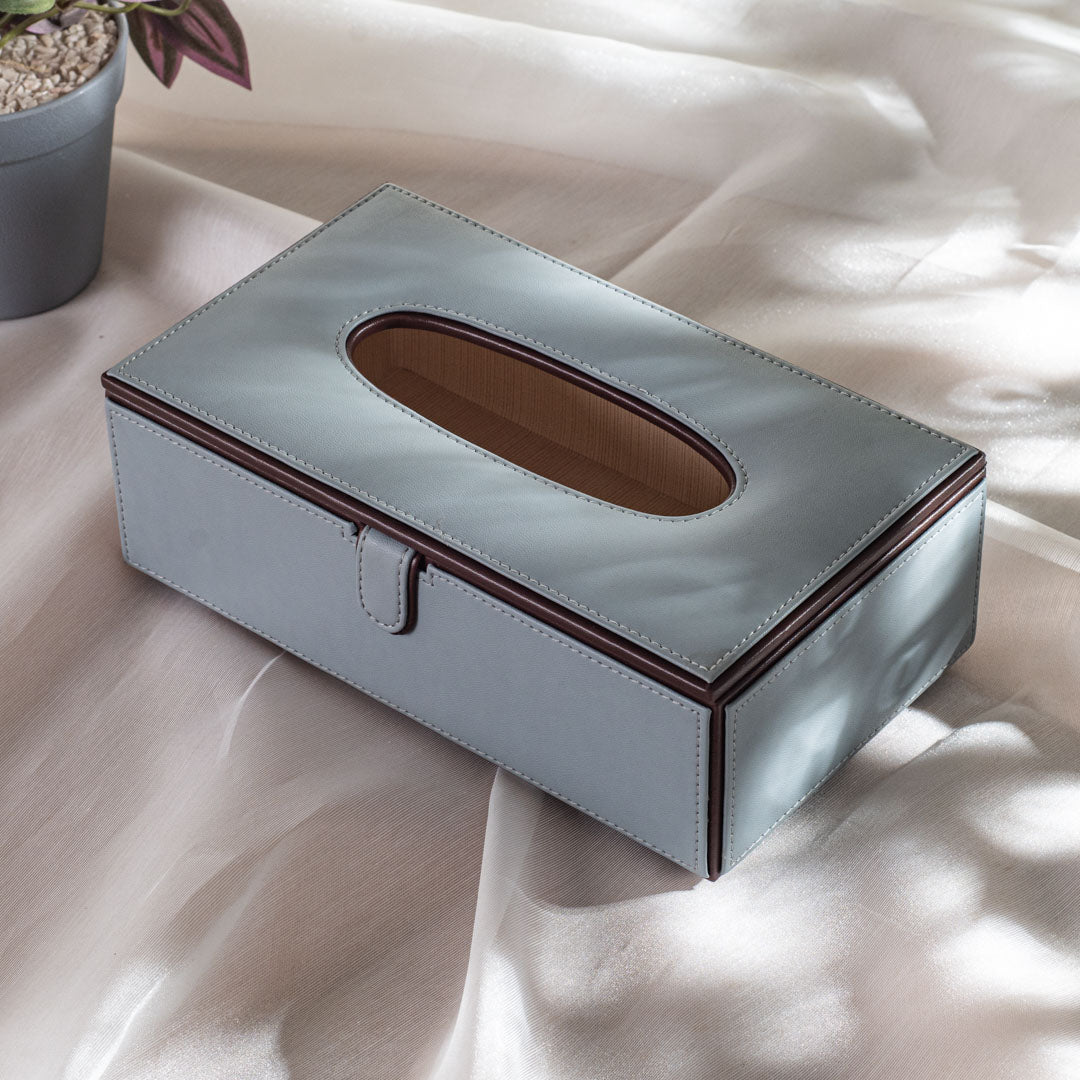SKY-BROWN Premium Two-Tone Vegan Leather Standard Size Tissue Box