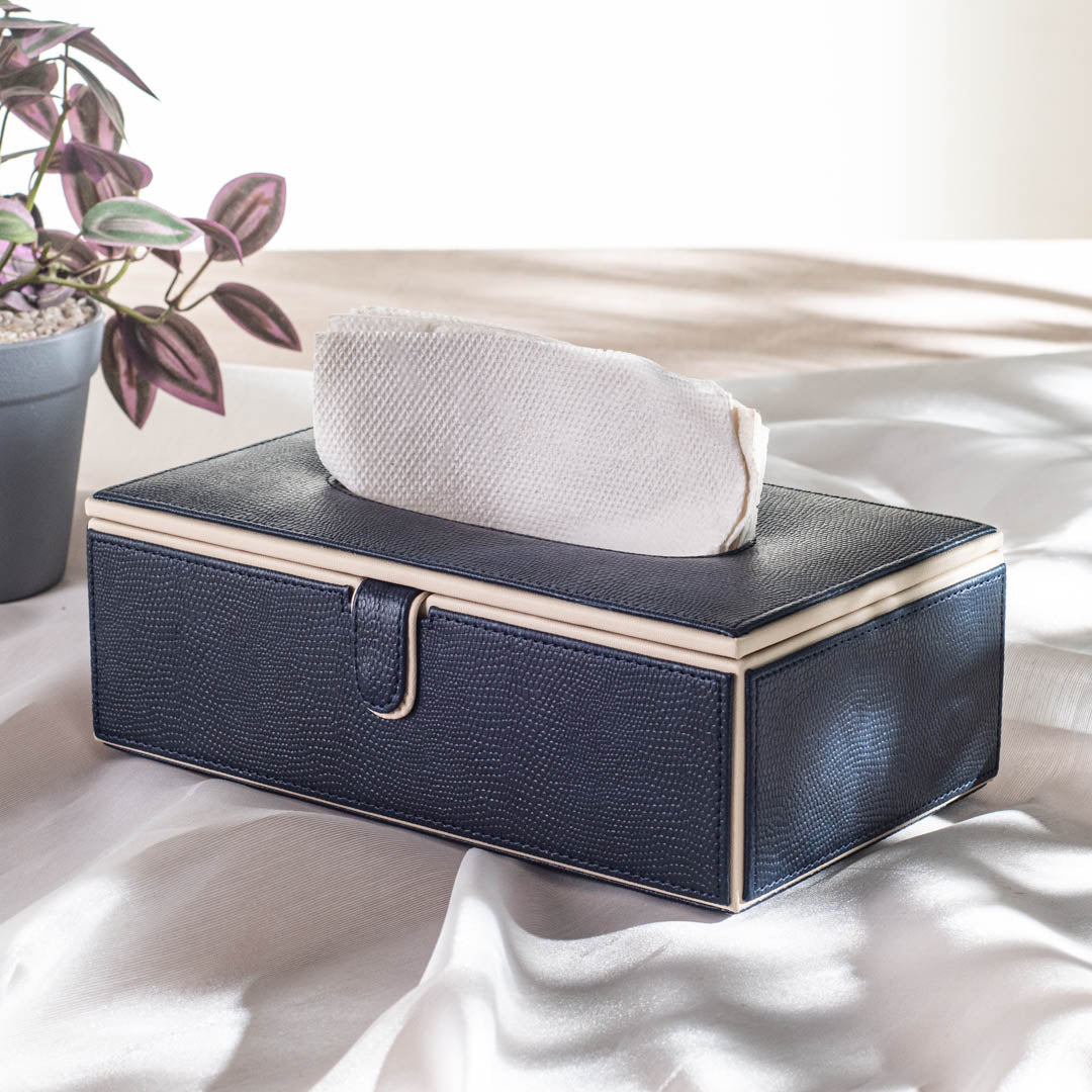 Premium Vegan Leather Lizard Grain texture Standard Size Tissue Box