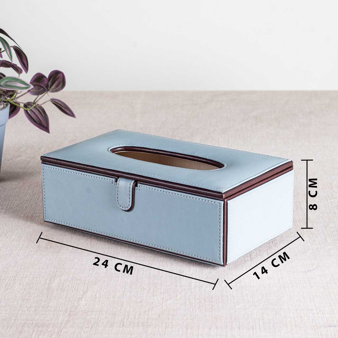 SKY-BROWN Premium Two-Tone Vegan Leather Standard Size Tissue Box