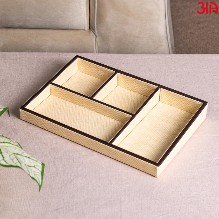 Beige Organizer Tray ( 4 Pockets ) (33x22x4.5)-CM
