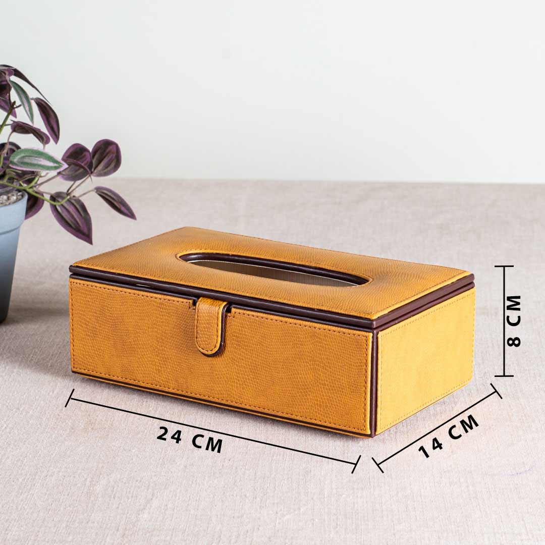 Premium Vegan Leather Lizard Grain texture Standard Size Tissue Box