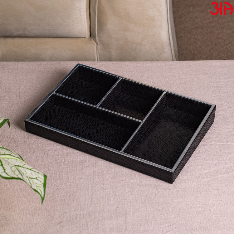 Black Organizer Tray ( 4 Pockets ) (33x22x4.5)-CM