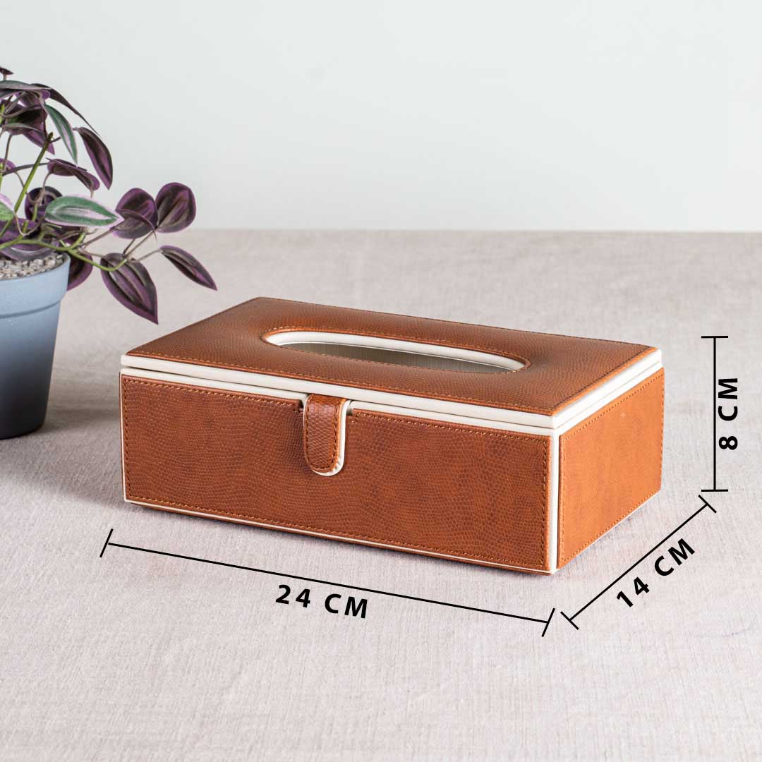 Premium Vegan Leather Lizard Grain texture Standard Size Tissue Box
