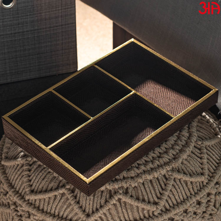 Brown Organizer Tray ( 4 Pockets ) (33x22x4.5)-CM