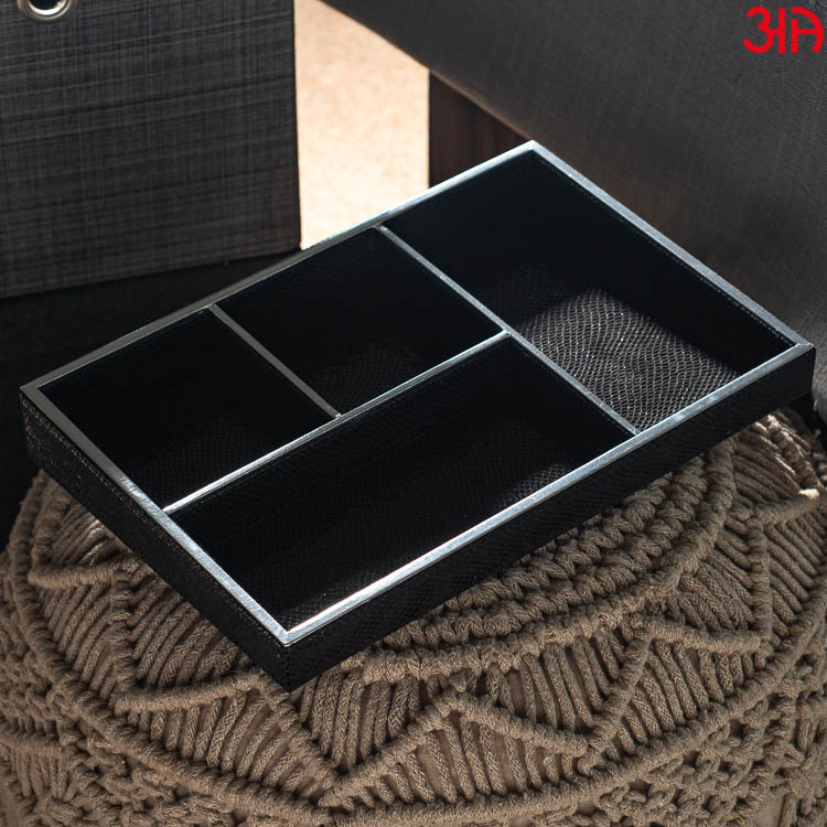 Black Organizer Tray ( 4 Pockets ) (33x22x4.5)-CM