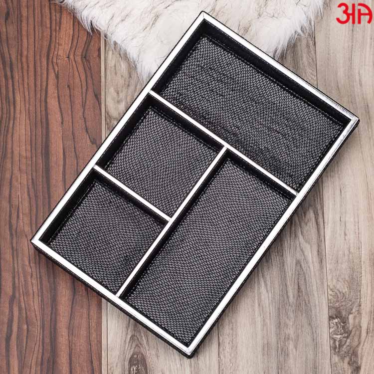 Black Organizer Tray ( 4 Pockets ) (33x22x4.5)-CM