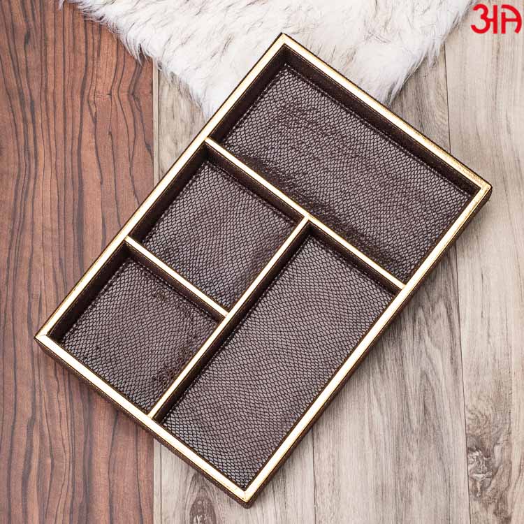 Brown Organizer Tray ( 4 Pockets ) (33x22x4.5)-CM