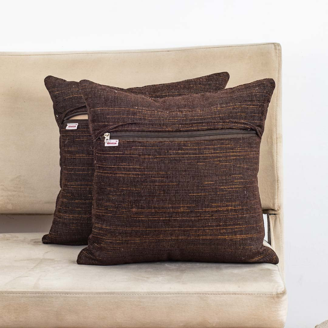 Premium Handcrafted 16x16 Brown Satin Decorative Cushion Cover