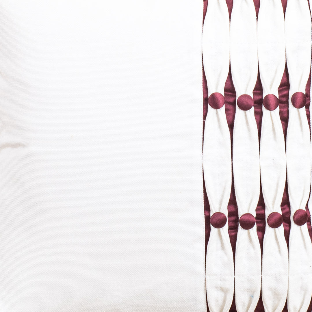 Elegant 16" Square Linen Cushion Cover featuring Deep Pink Embellishment