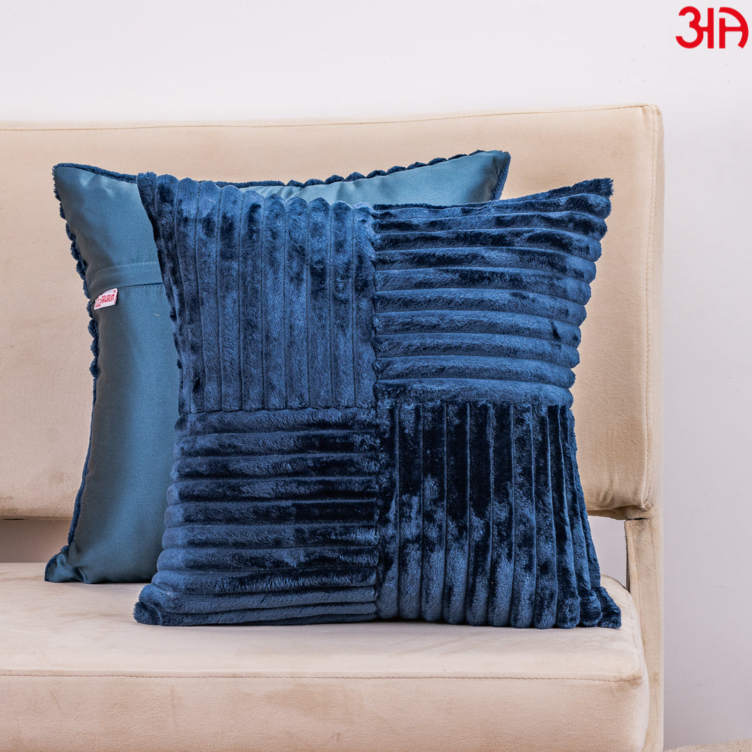 blue fur square cushion