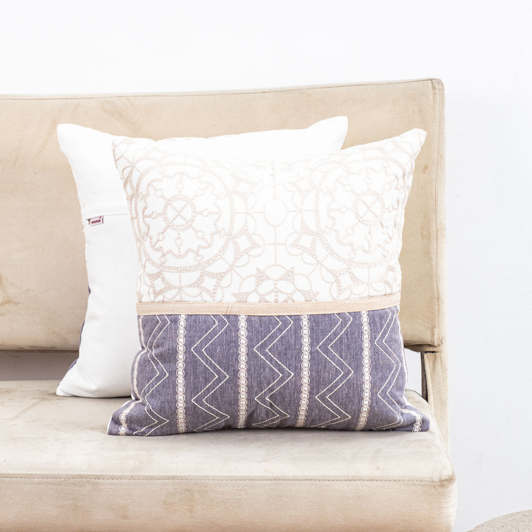 Unique Dual-Pattern Grey Cotton 16x16&