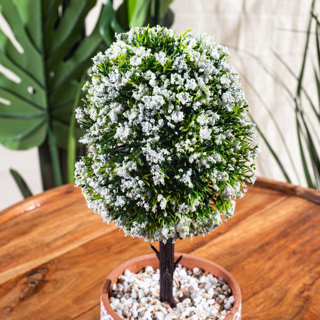 White-Green Artificial Potted Plant – 10×31cm PVC Plastic & Nylon