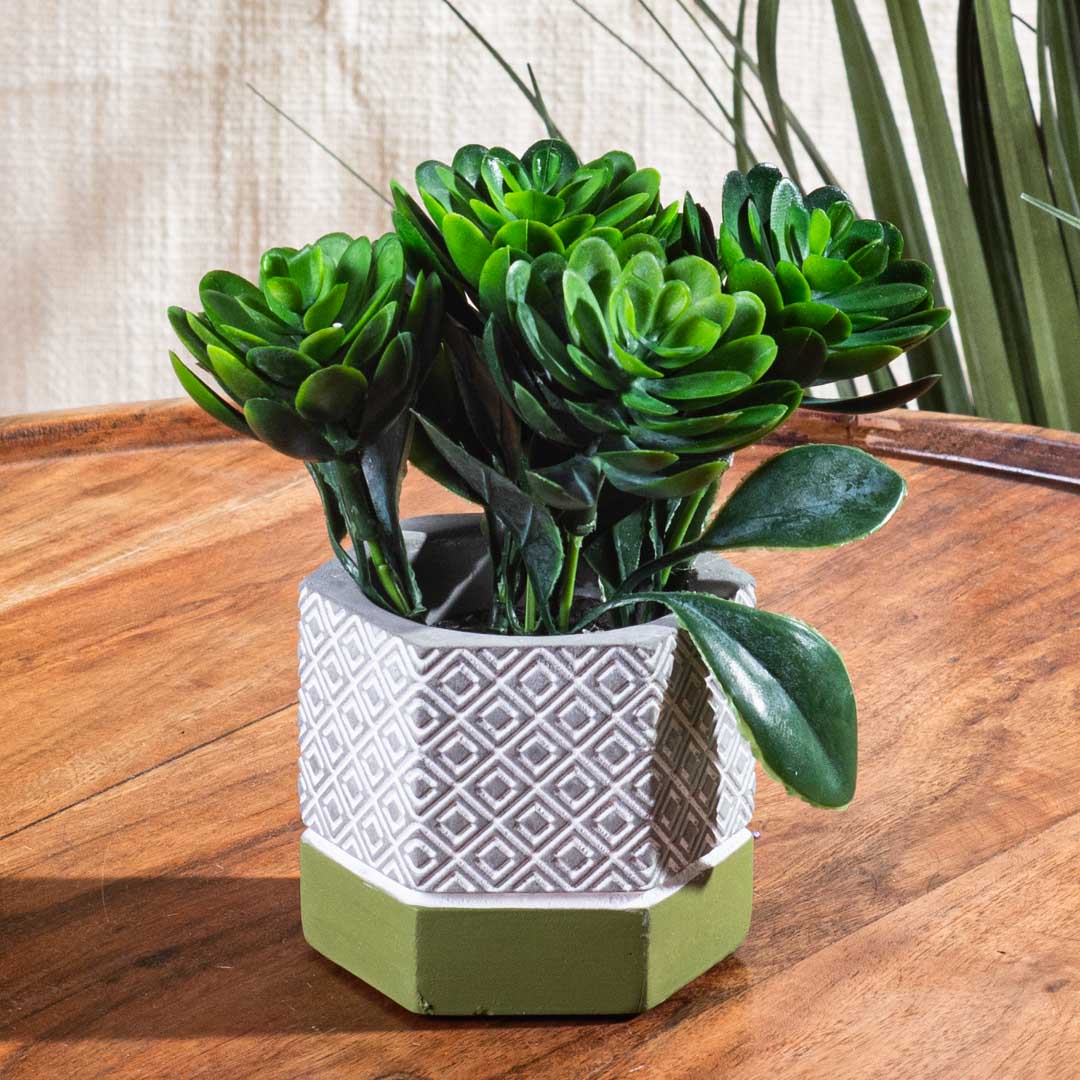Green Artificial Succulent Pot – 8×14cm PVC Plastic & Nylon
