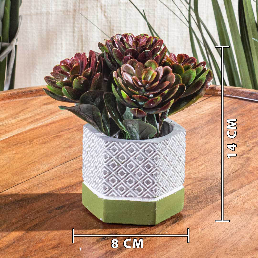 Rustic Green Artificial Succulent Pot – 8×14cm PVC Plastic & Nylon