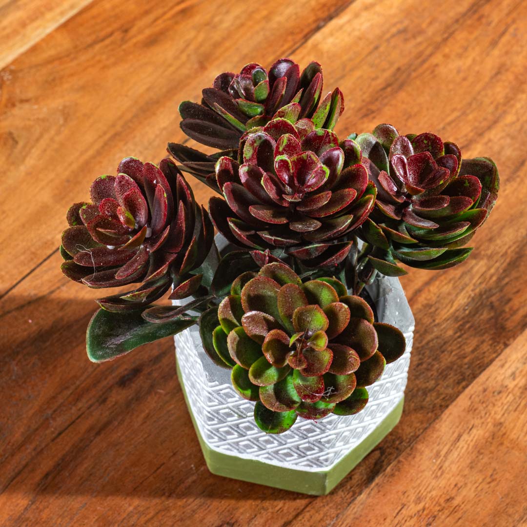 Rustic Green Artificial Succulent Pot – 8×14cm PVC Plastic & Nylon