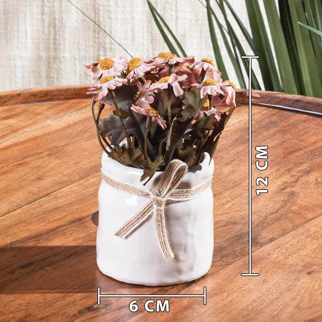 Yellow-Peach Artificial Flower Pot – 6×12cm PVC Plastic & Nylon
