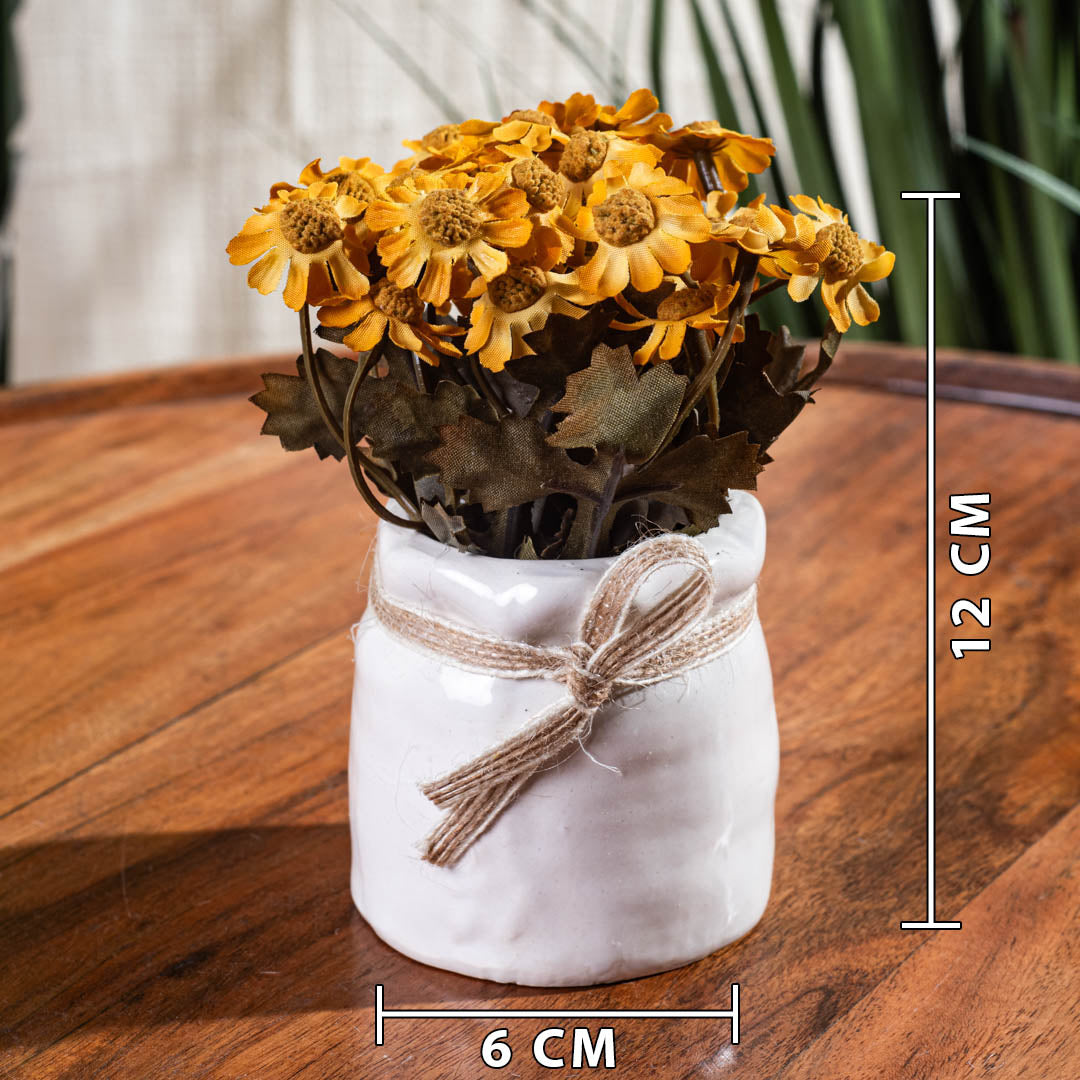Yellow Artificial Flower Pot – 6×12cm PVC Plastic & Nylon