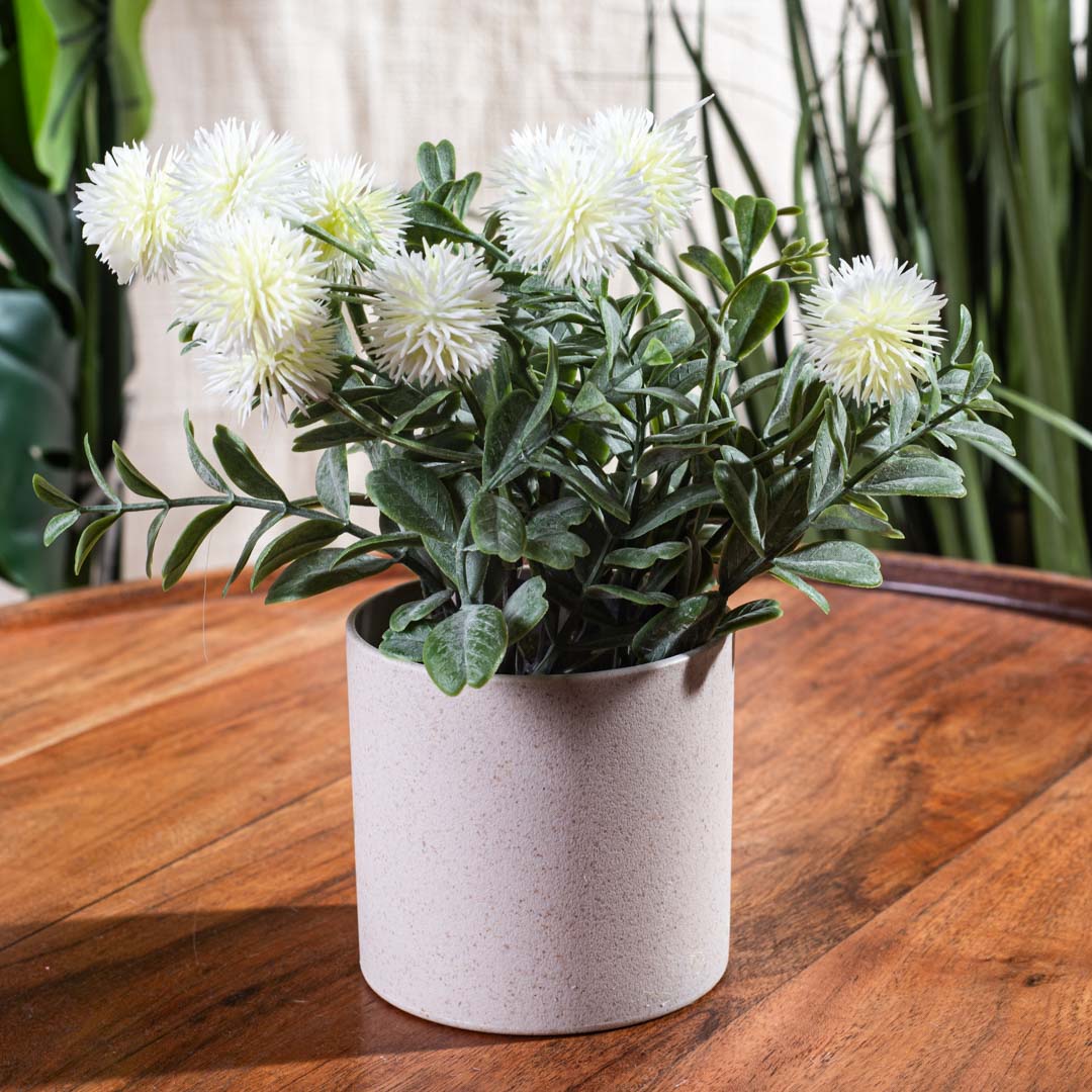 Off White Artificial Flower Pot – 8×20cm PVC Plastic & Nylon