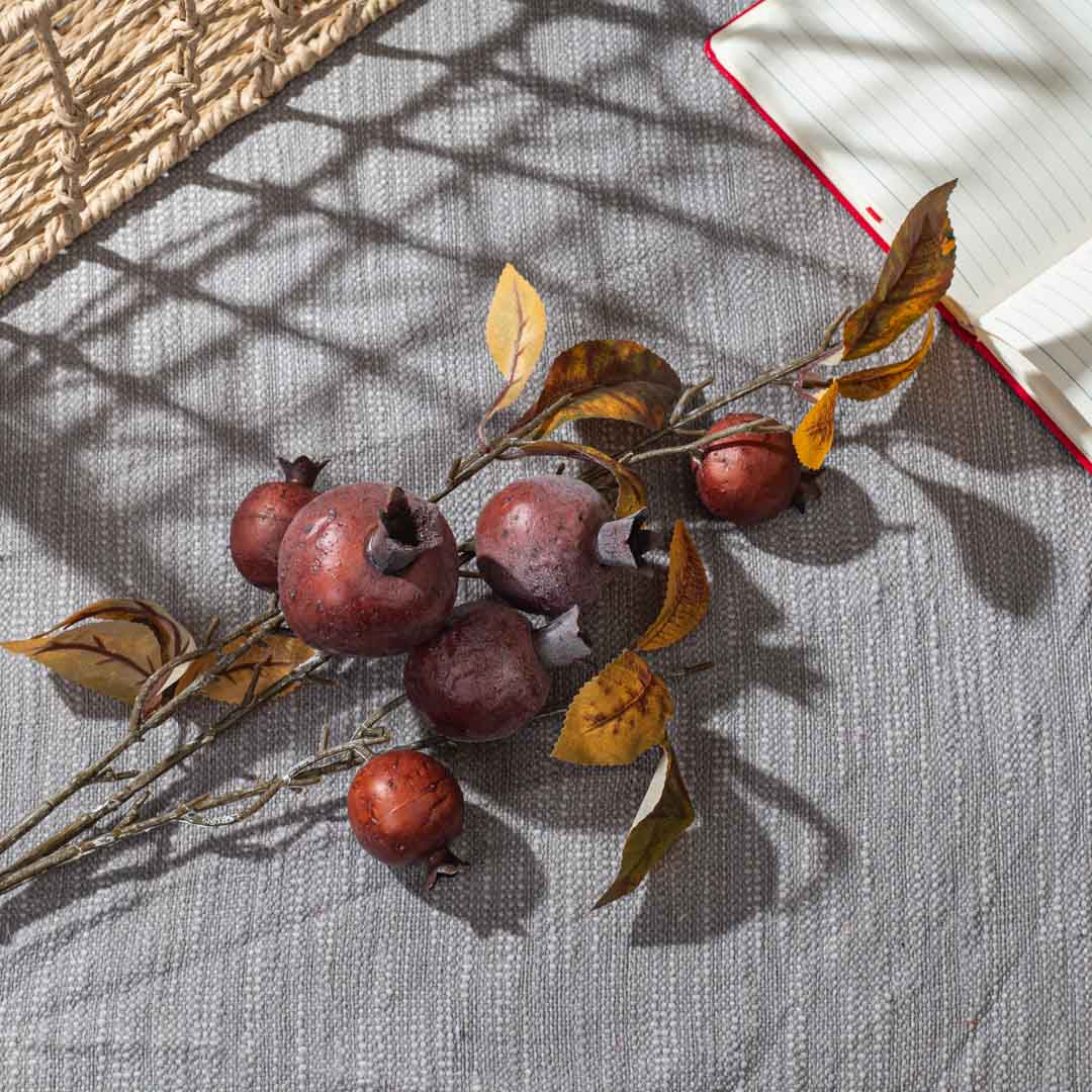 Tan Artificial Pomegranate Stem – 87 cm PVC & Nylon