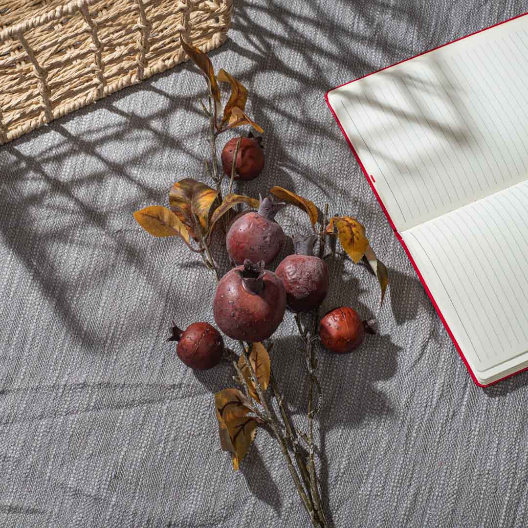 Tan Artificial Pomegranate Stem – 87 cm PVC & Nylon