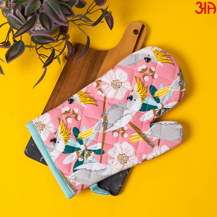 Cockatoo Bird Design Cotton Microwave Gloves