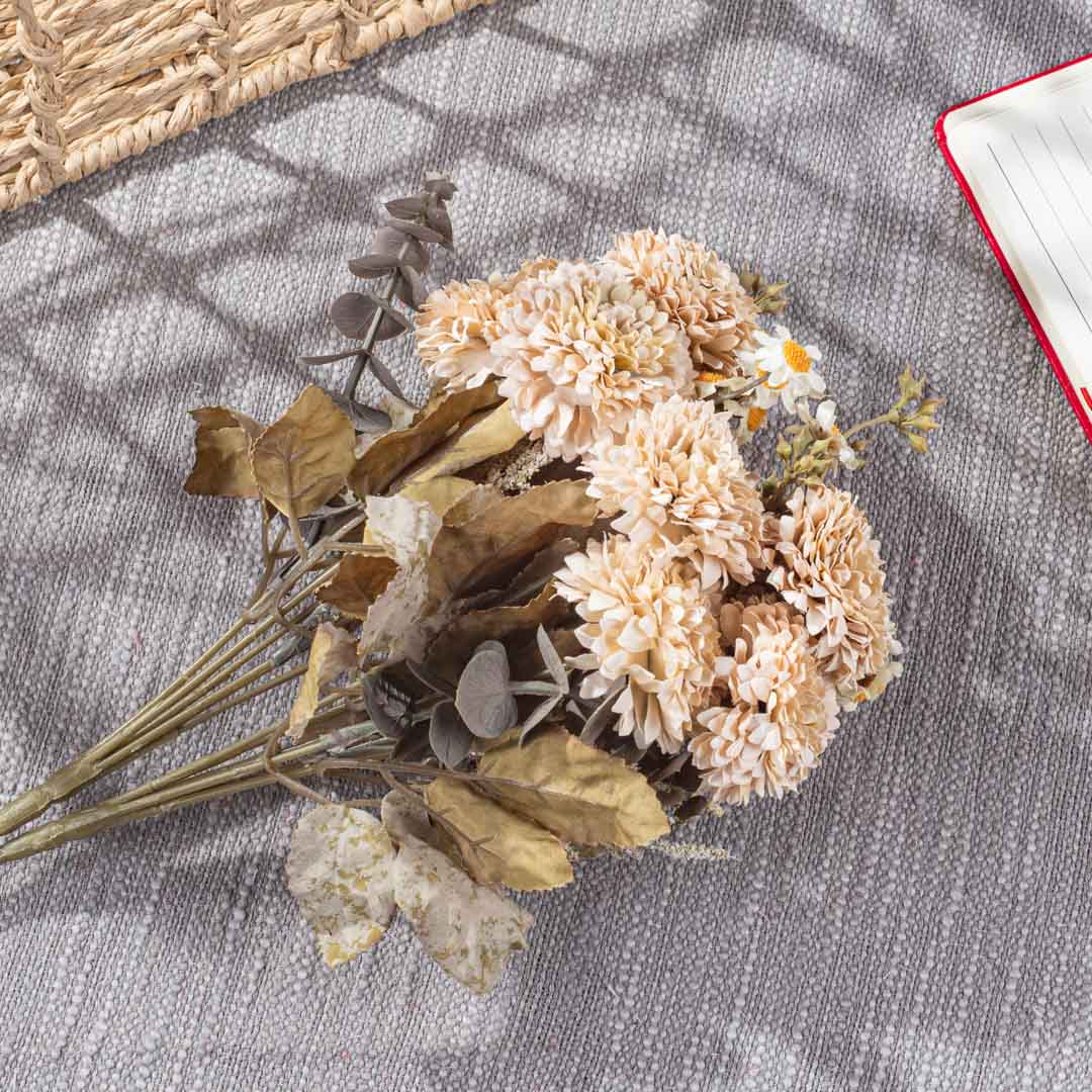 Cream Artificial Flower Bunch – 30cm PVC & Nylon