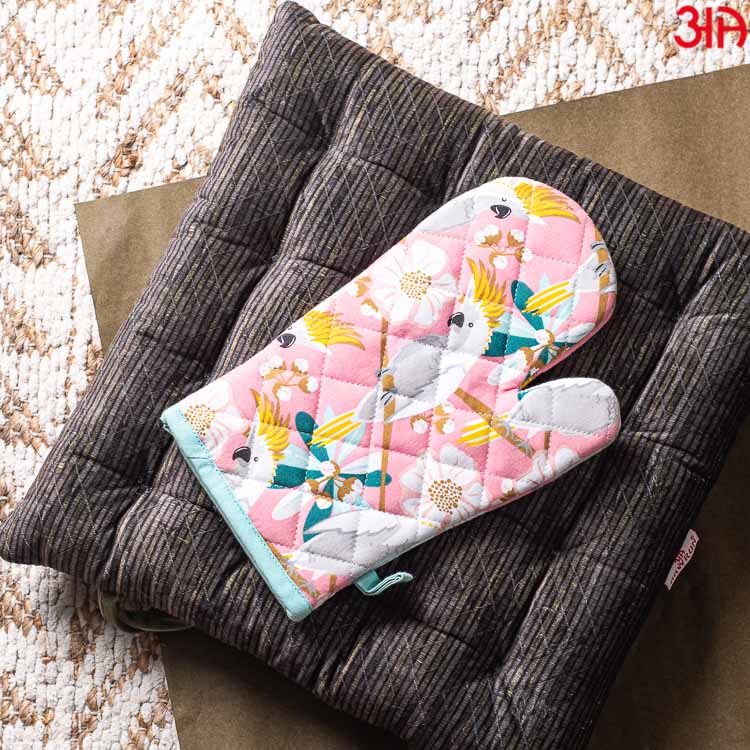 Cockatoo Bird Design Cotton Microwave Gloves