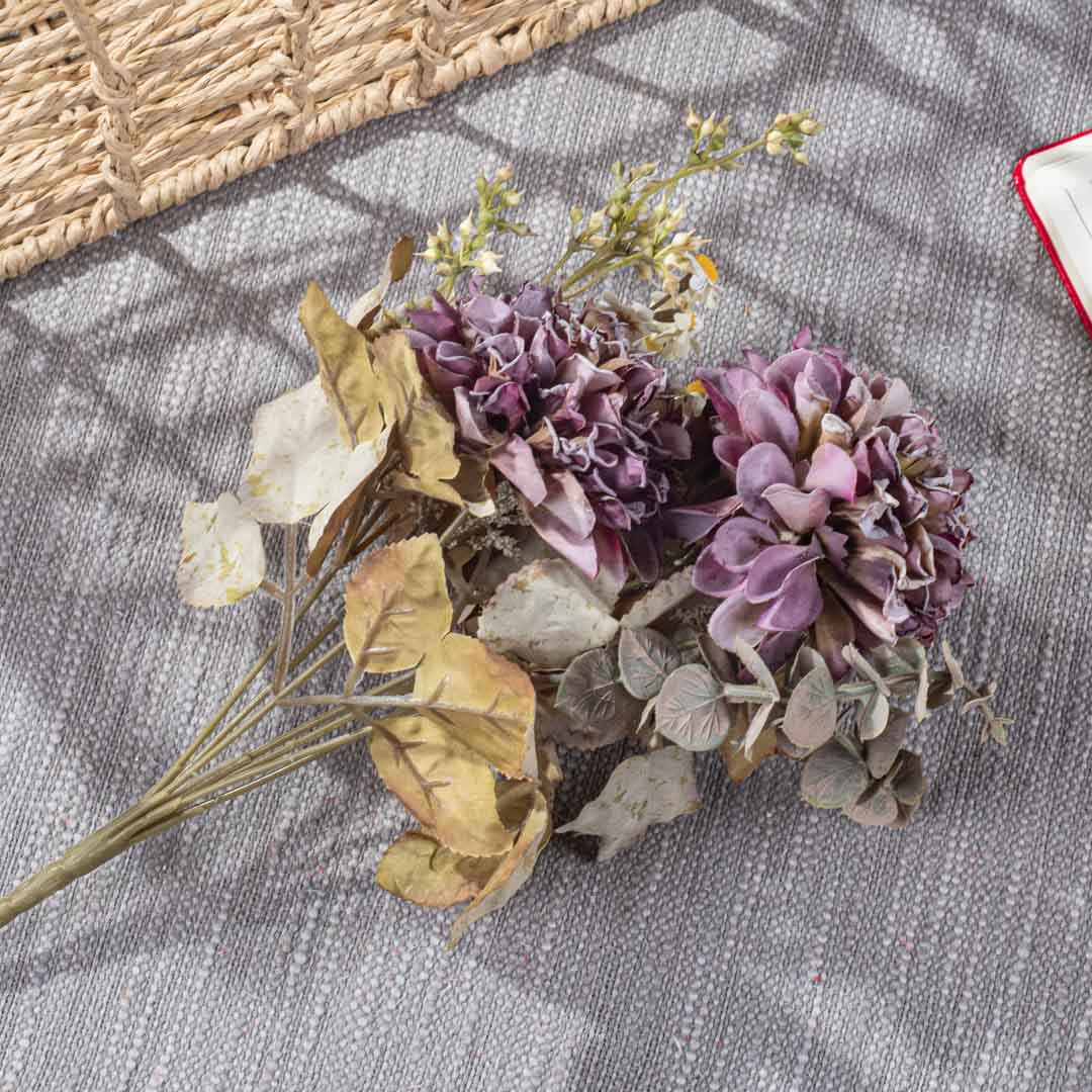 Purple Artificial Flower Bunch – 31cm PVC & Nylon