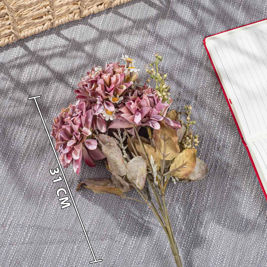 Pink Artificial Flower Bunch – 31cm PVC & Nylon