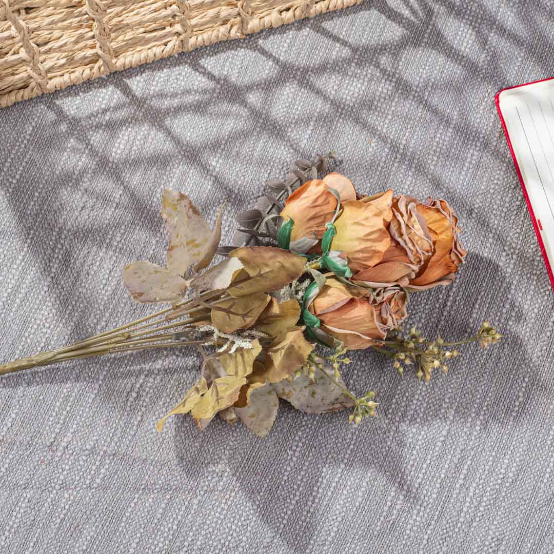 Yellow Artificial Rose Bunch – 54cm PVC & Nylon