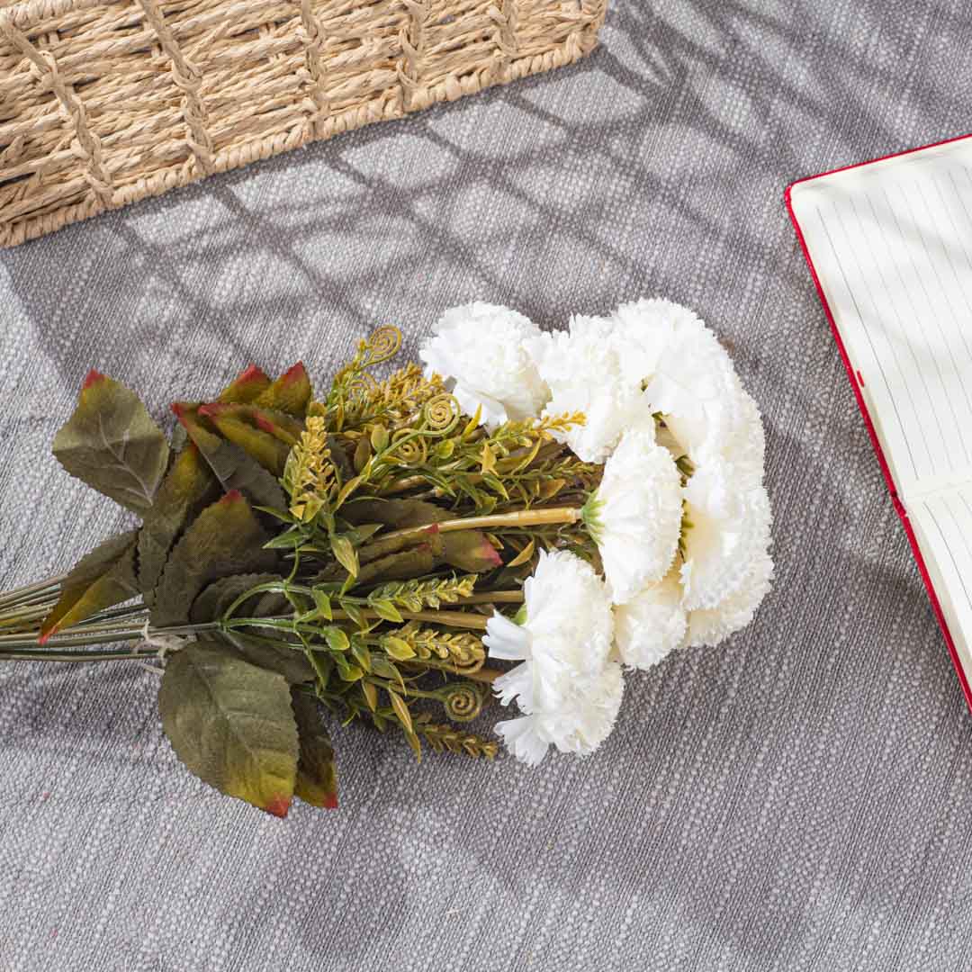 OffWhite Artificial Flower Bunch – 45cm PVC & Nylon-1