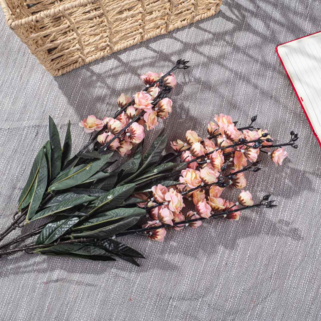 Peach Artificial Flower Spray – 57cm PVC & Nylon