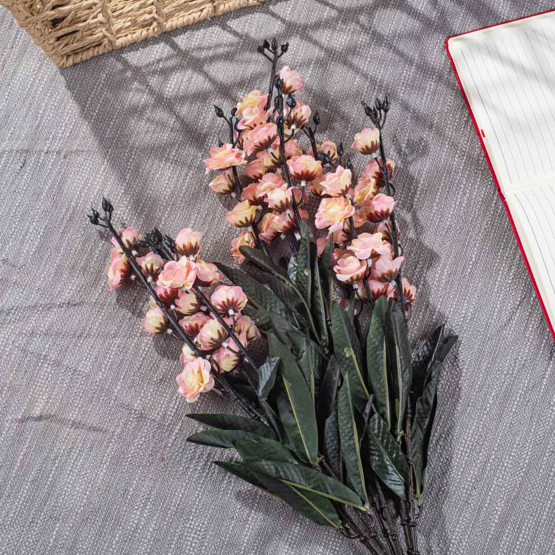 Peach Artificial Flower Spray – 57cm PVC & Nylon