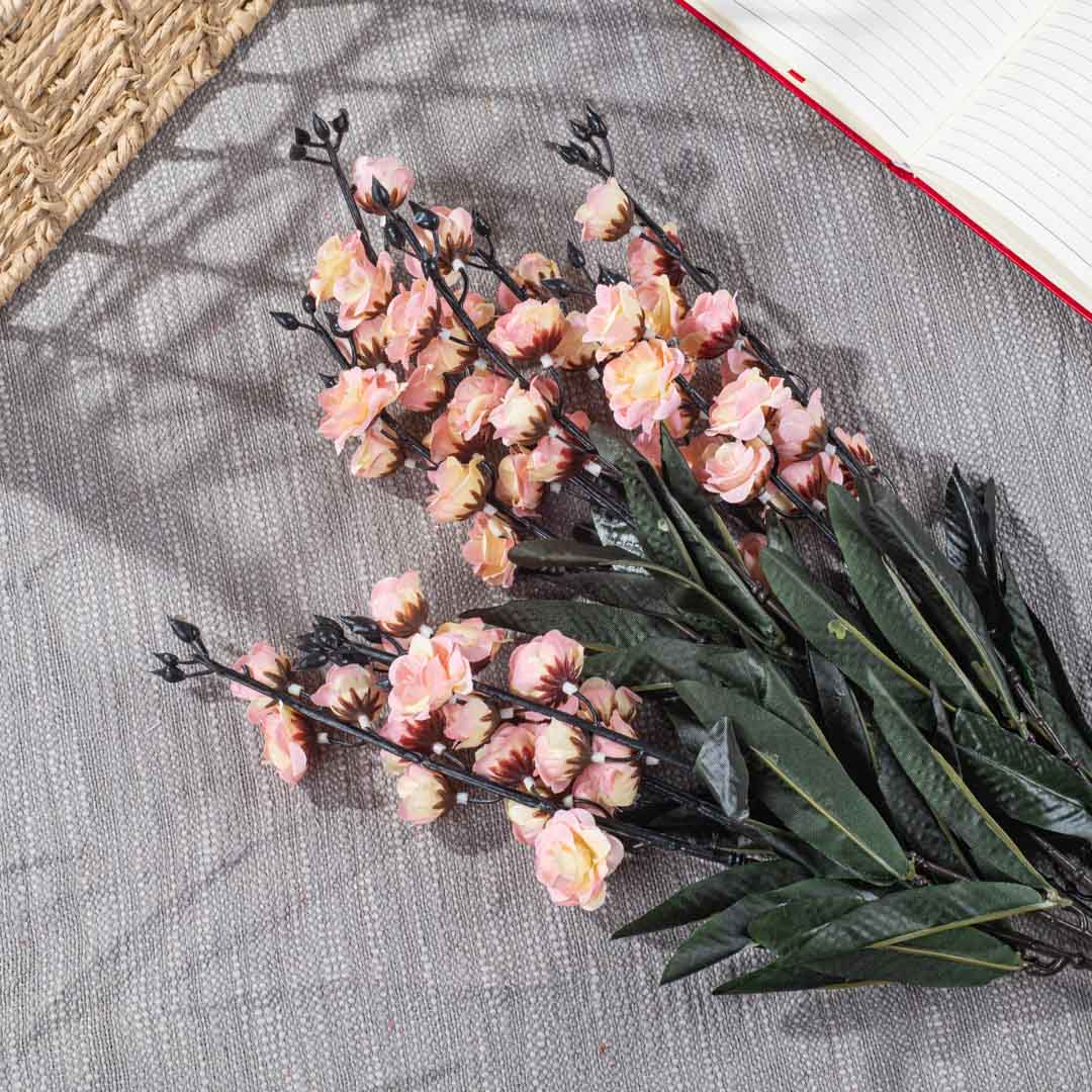 Peach Artificial Flower Spray – 57cm PVC & Nylon