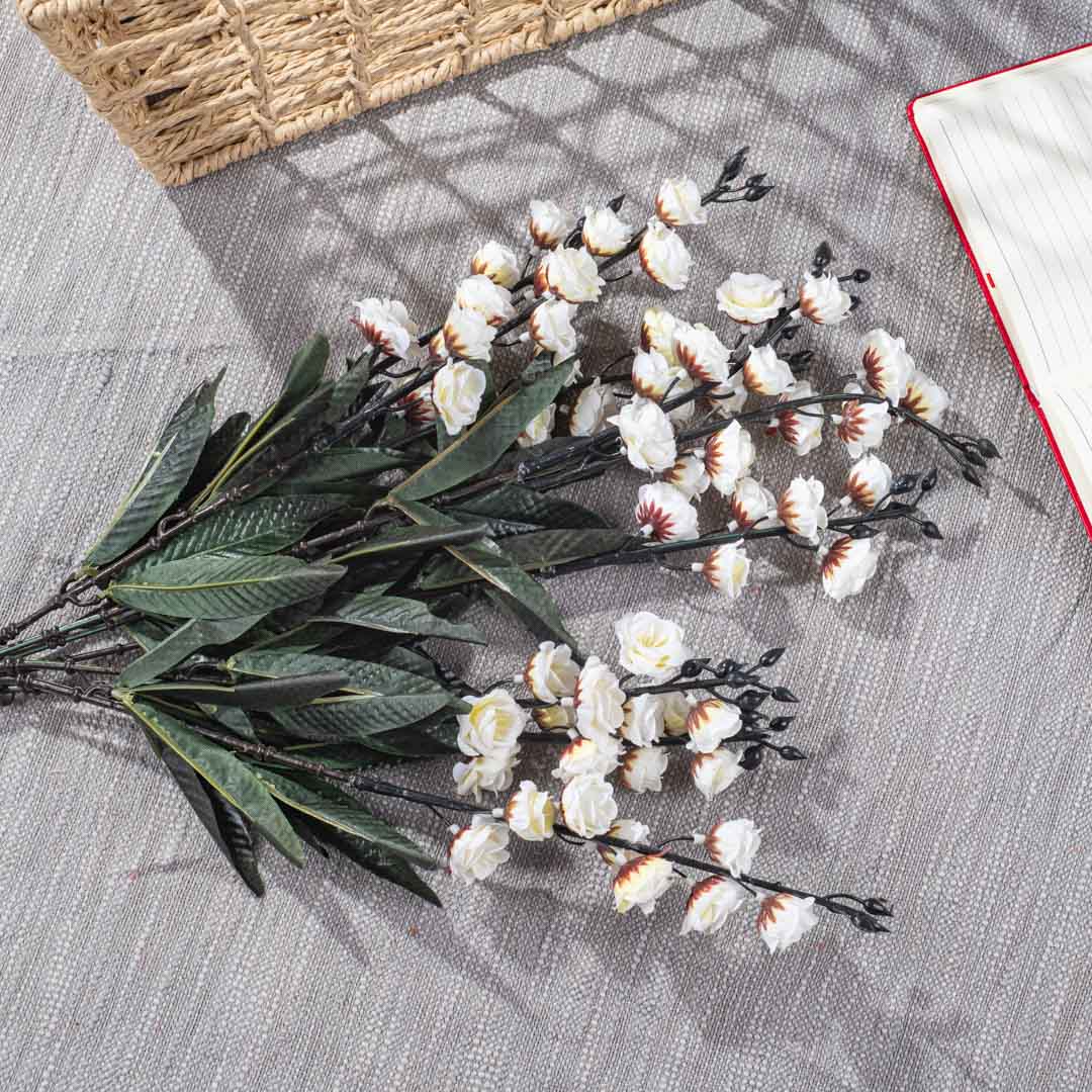 OffWhite Artificial Flower Bunch – 57cm PVC & Nylon