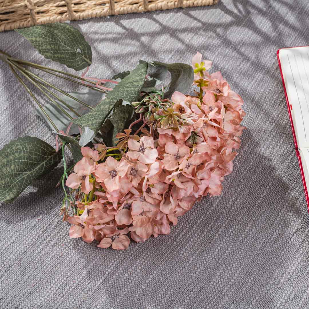 Peach Artificial Flower Bunch – 42cm PVC & Nylon