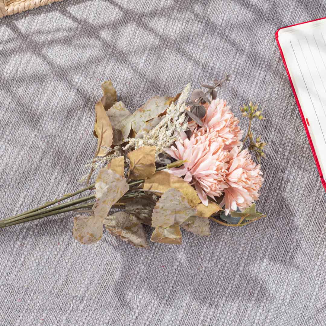 Peach Artificial Flower Bunch – 31cm PVC & Nylon