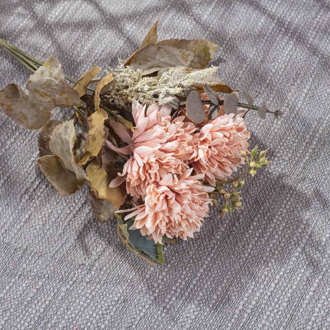 Peach Artificial Flower Bunch – 31cm PVC & Nylon