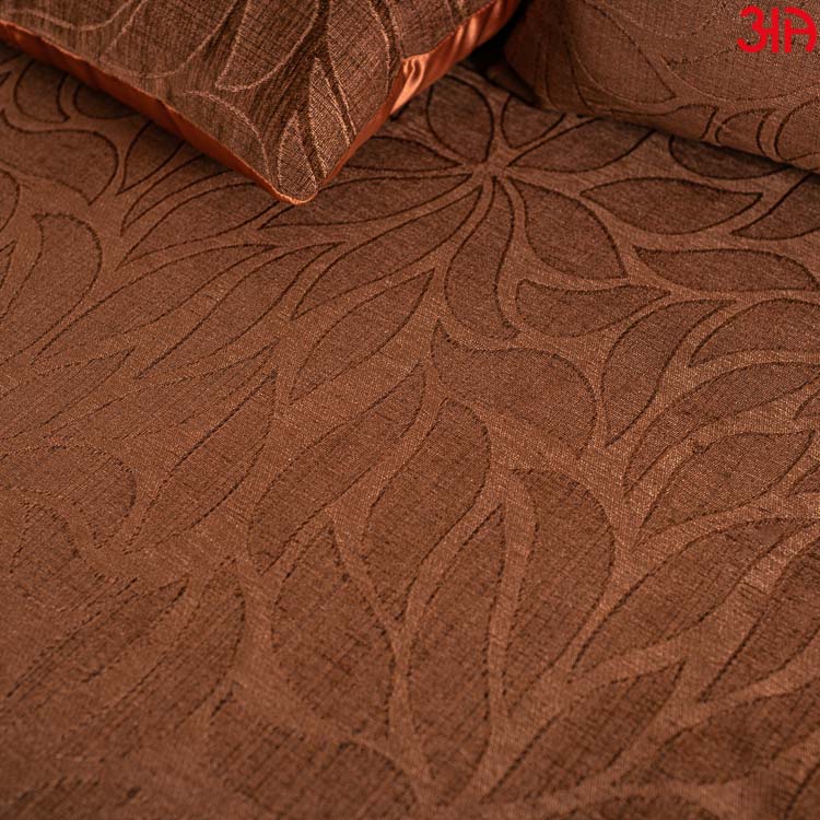 Brown Leaf King Size (100x108)-Inch Designer Bedcover Set (1+2+2)