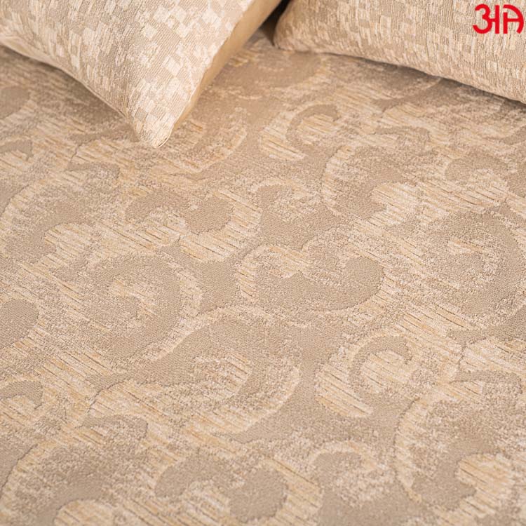 Beige Textured King Size(100x108)-Inch Premium Bedcover Set (1+2+2)