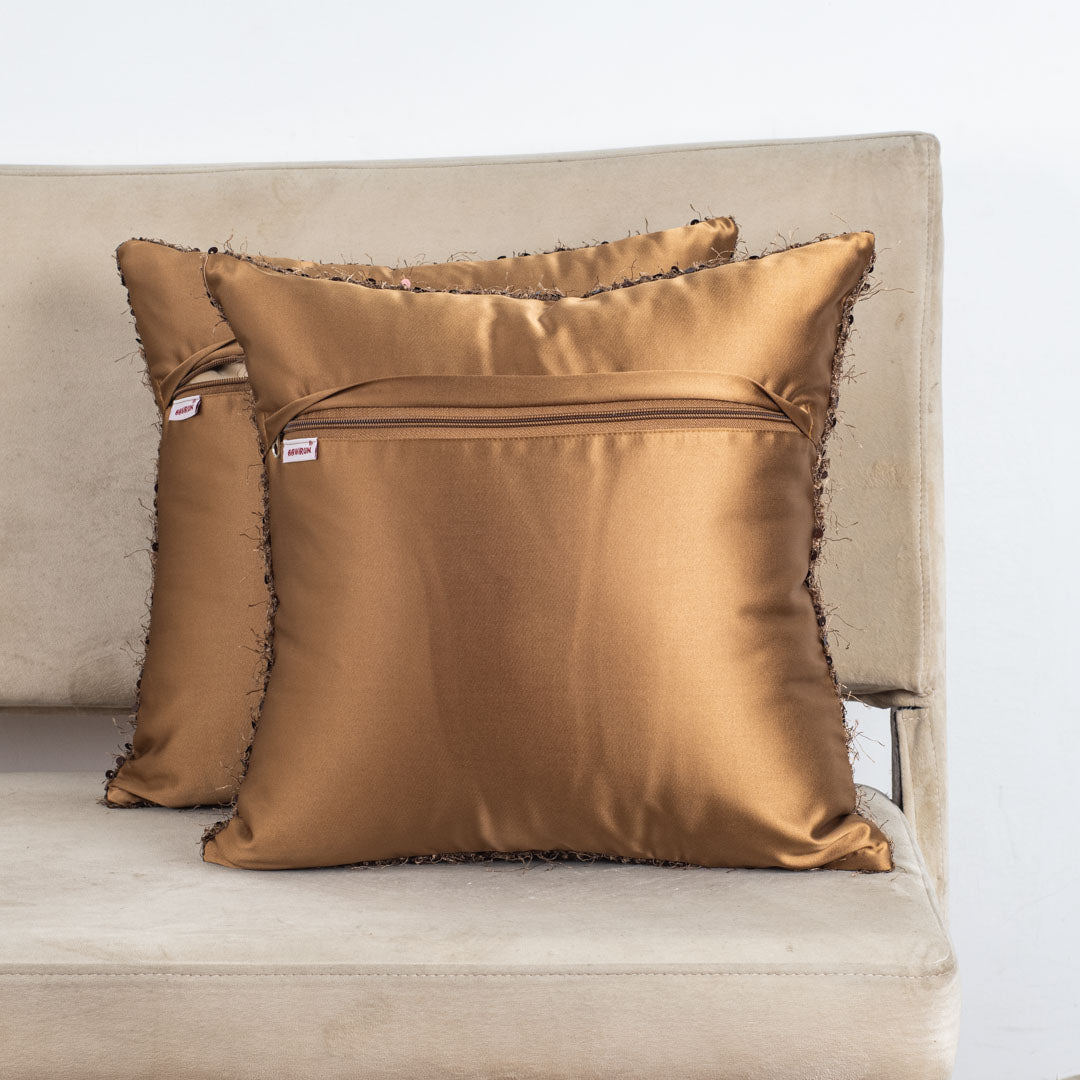 SequinWeave Antique Polyester Cushion Cover – 16x16 Inch Stylish Home Décor