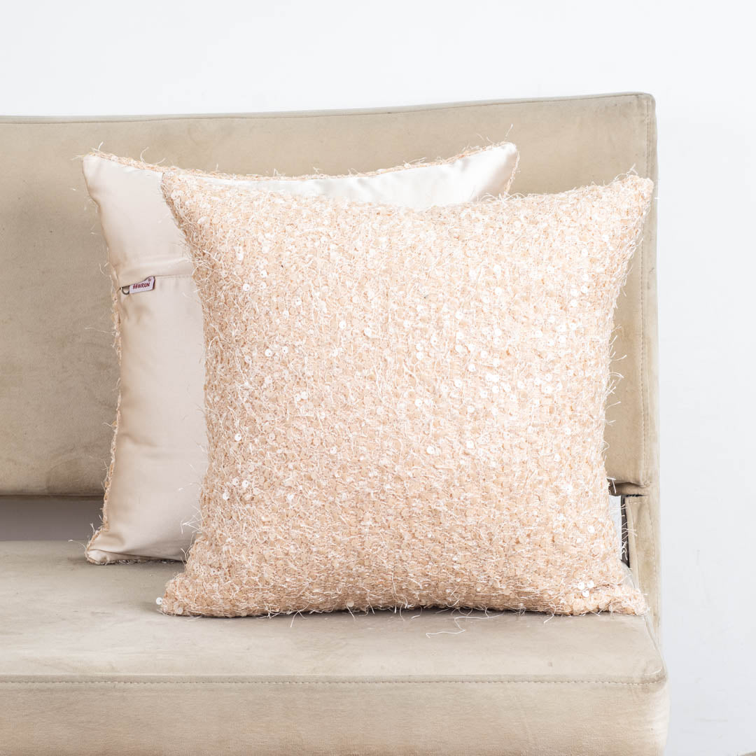 SequinWeave Antique Polyester Cushion Cover – 16x16 Inch Stylish Home Décor