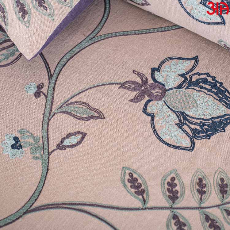 Beige Cotton King Size (100x108)-Inch Bedcover Set (1+2+2)