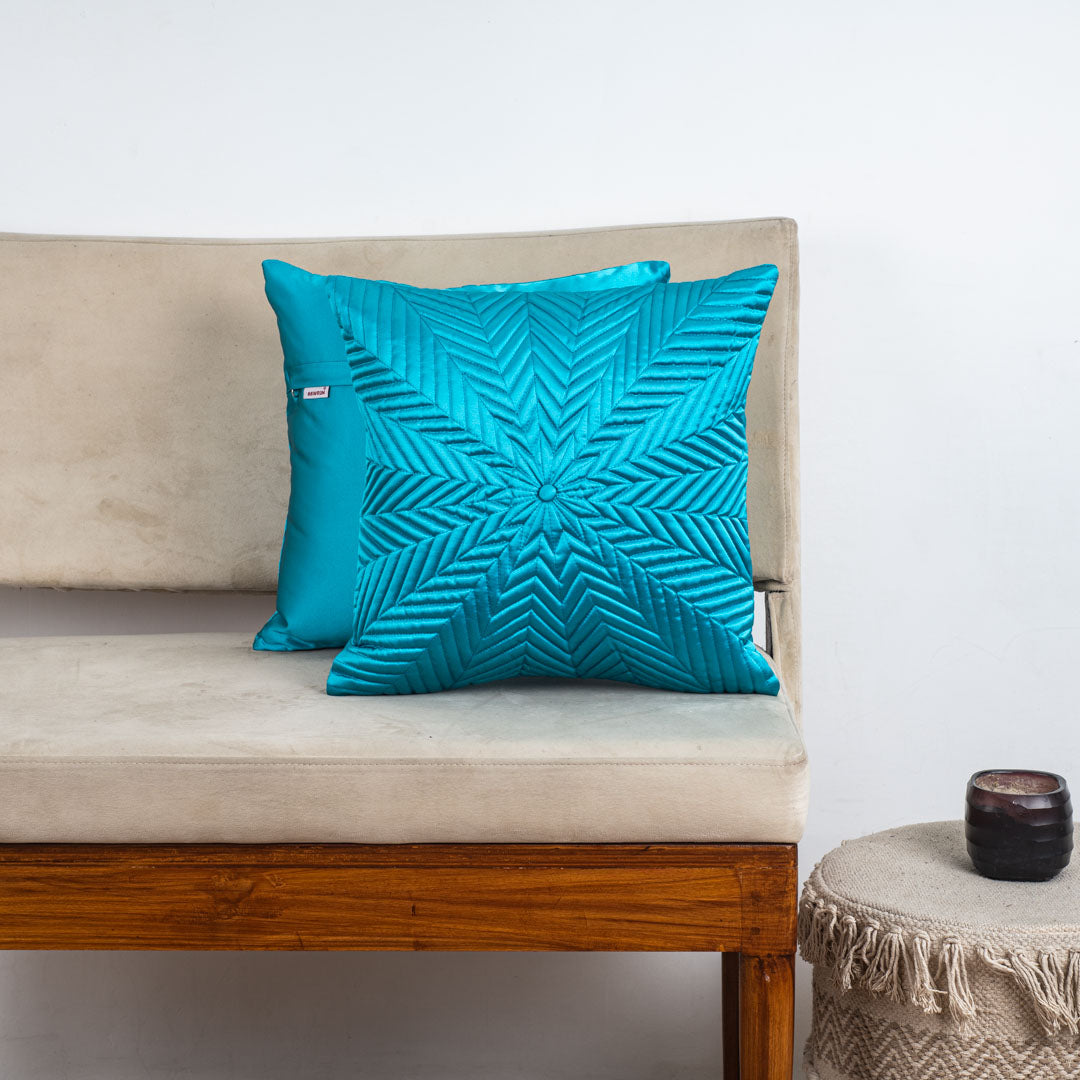 StarQuilt Blue Satin Cushion Cover – 16x16 Inch Stylish Home Décor