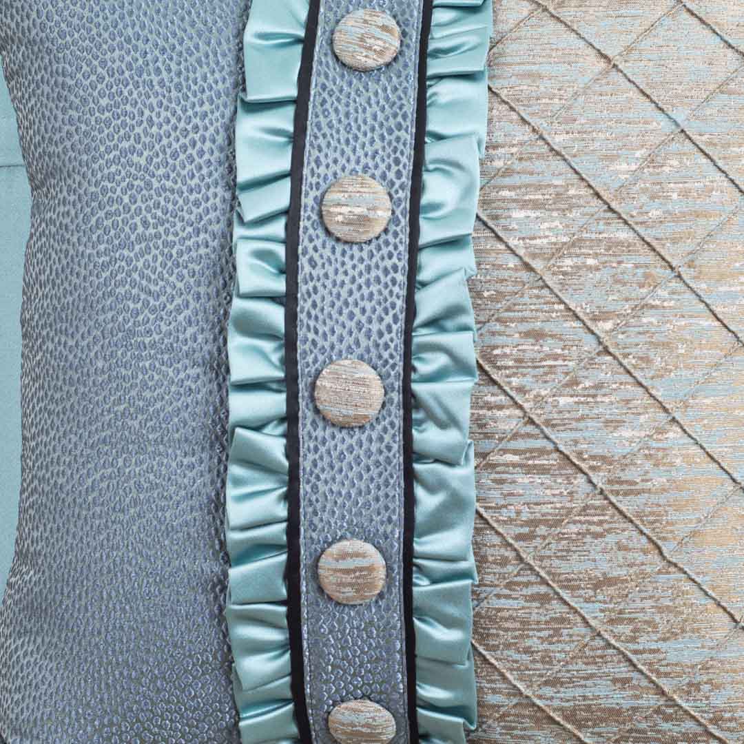 ButtonPanel Teal Blue Cotton Cushion Cover – 16x16 Inch Stylish Home Décor